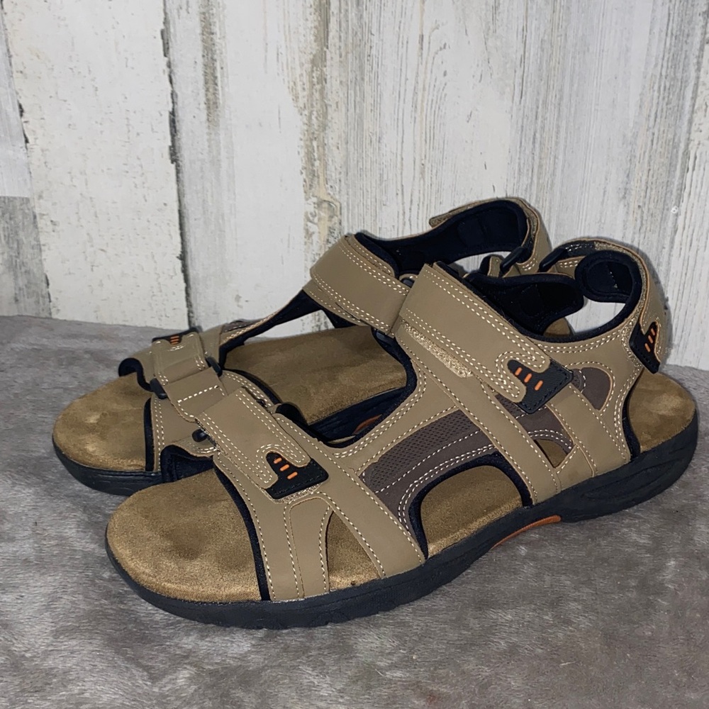 1229 Khombu Men's Tan Velcro Sandals